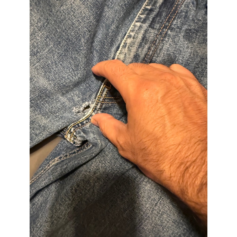 Levis 527 Slim Bootcut Jeans Mens 34x30 Medium Wash Denim Damaged - Picture 3 of 7